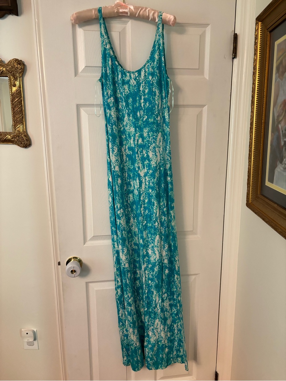Tart Teal and White Maxi Dress